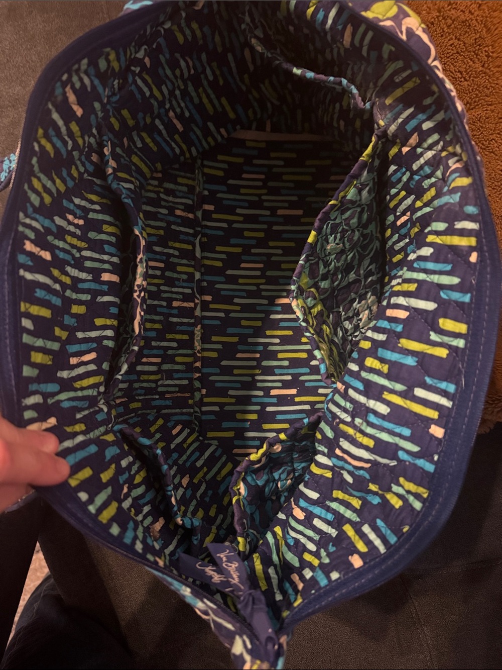 Quilted Floral Tote Bag - Blue & Green - Picture 2 of 3
